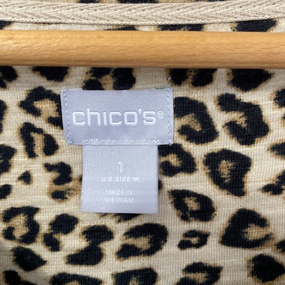 Chico’s Leopard Print 3/4 Sleeve Scoop Neck Tunic Shirt Size: Medium - Picture 3 of 3